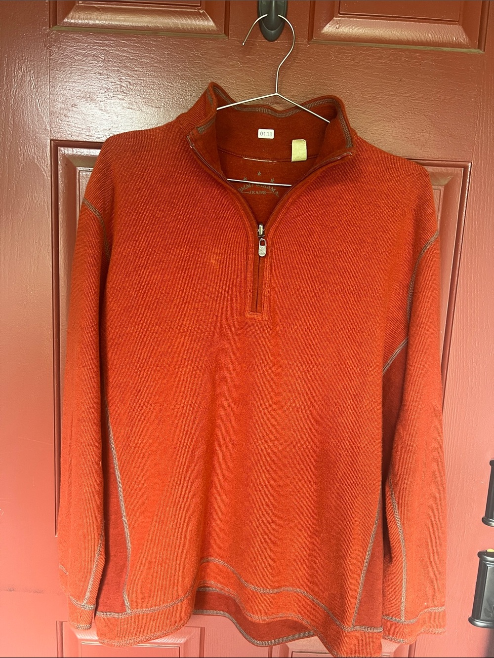 Tommy Bahama Orange Quarter-Zip Sweater